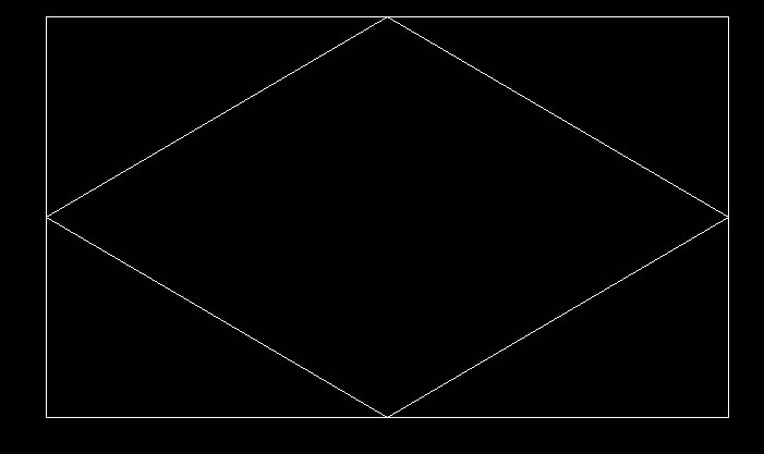 cad怎么在一个长方形中做出菱形而且菱形的各个点对线?