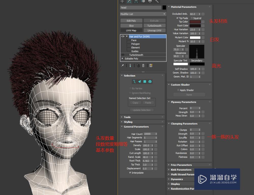 3DMax人物头发怎么做？