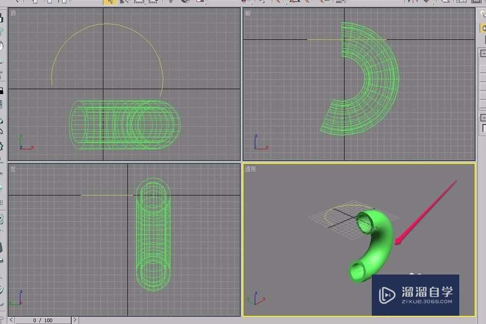 3Ds Max放样制作截面圆环是的几何体(管子)(四)