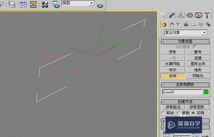 3DMax中如何把图形放样修改？