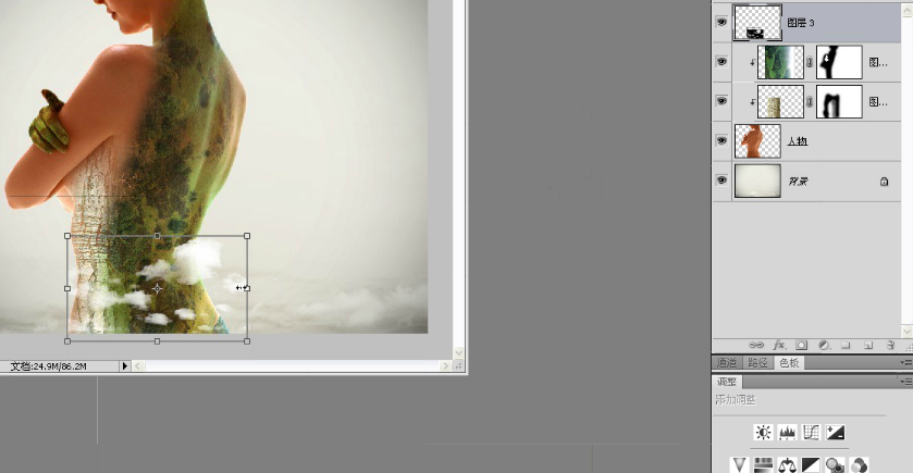 ai镂空字体人像图片穿插怎么弄?