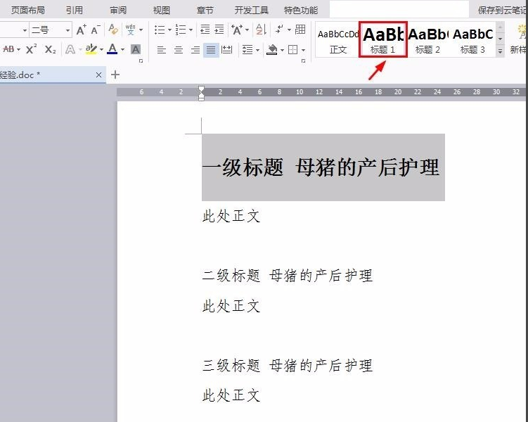 WPS中怎样设置多级标题？