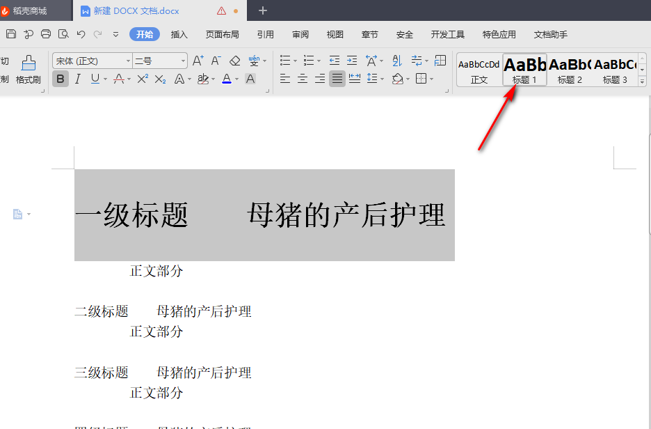 WPS中怎样设置多级标题？