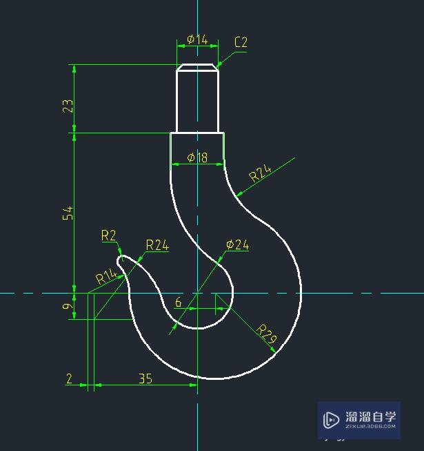 工程制图吊钩的画法图片