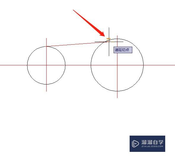 CAD两个不同圆如何做相切线？