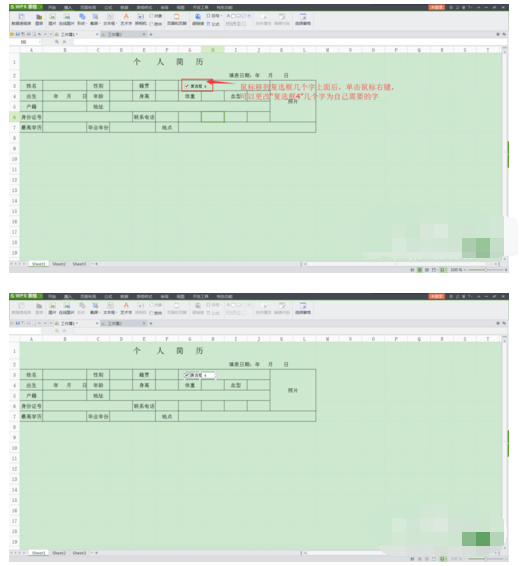 WPS Excel 怎么制作复选框类似下图？