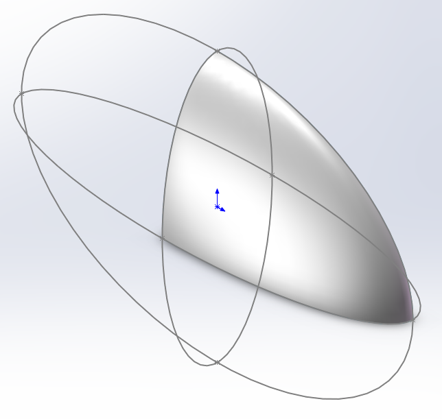 solidworks 中怎么画椭圆实体?要求正视,上视,右视的剖面都是椭圆?