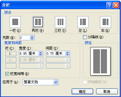 Word里面的，如何把一页文件调整成左右两部分的那种显示格式？
