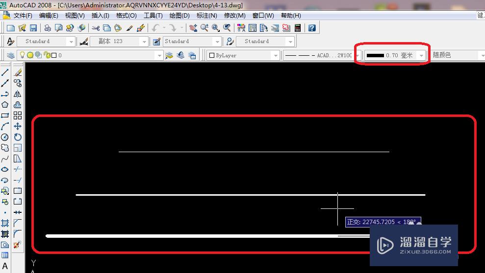 CAD2008怎么画粗线？