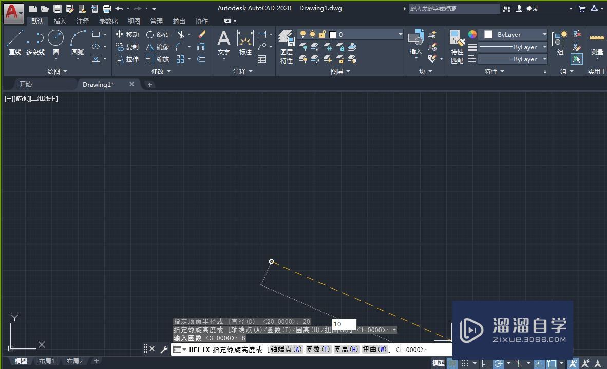 CAD如何画弹簧并显示3D效果？