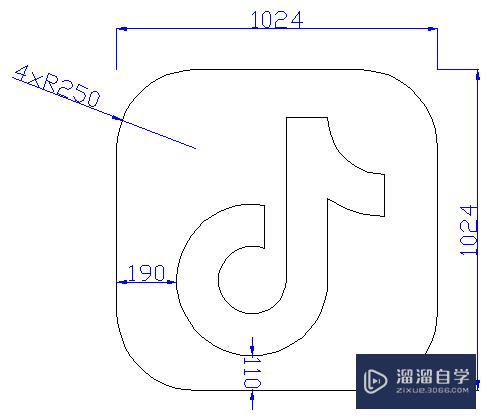 用CAD画抖音logo