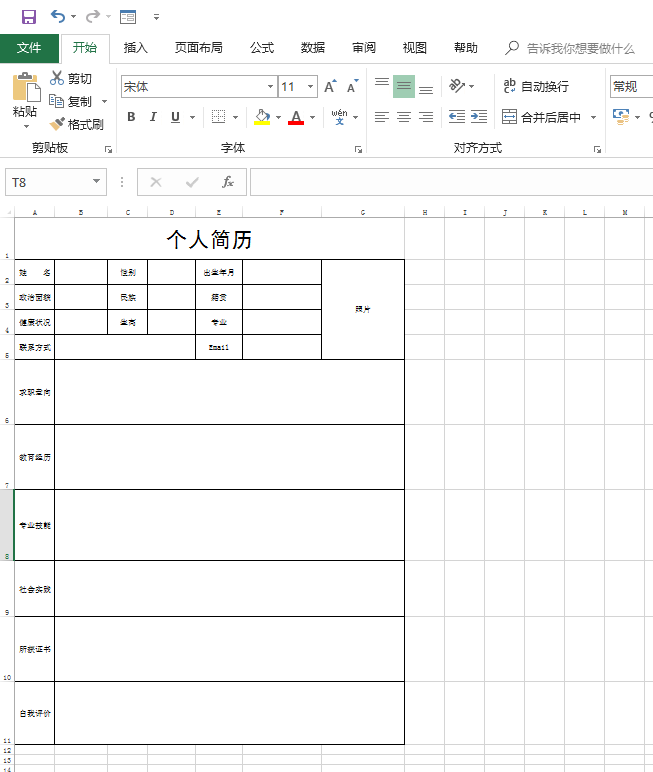 Excel 如何用Excel做简历一样的表格？