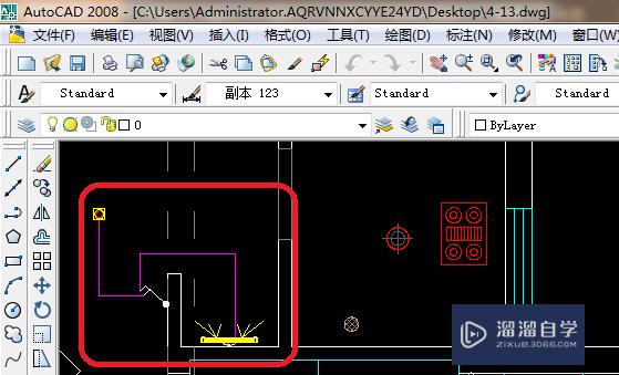 CAD 2008自学教程：[51]CAD卫生间开关布置图