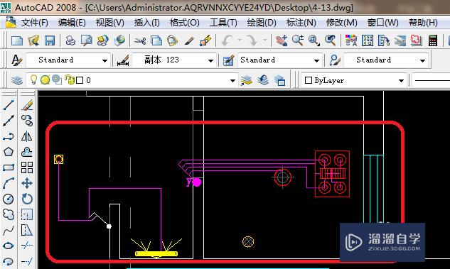 CAD 2008自学教程：[51]CAD卫生间开关布置图