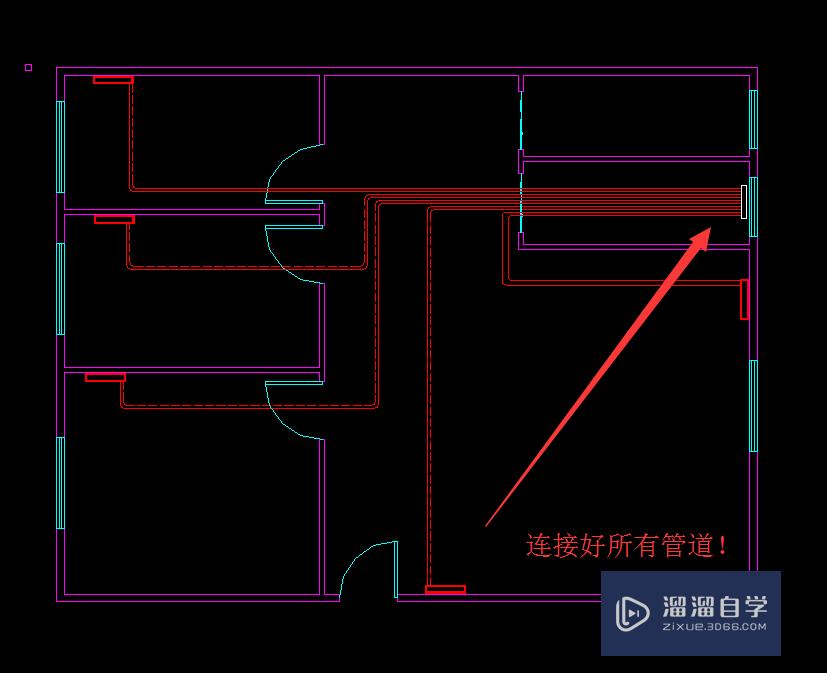 如何画暖气片分水器的管道示意图用天正CAD2010？