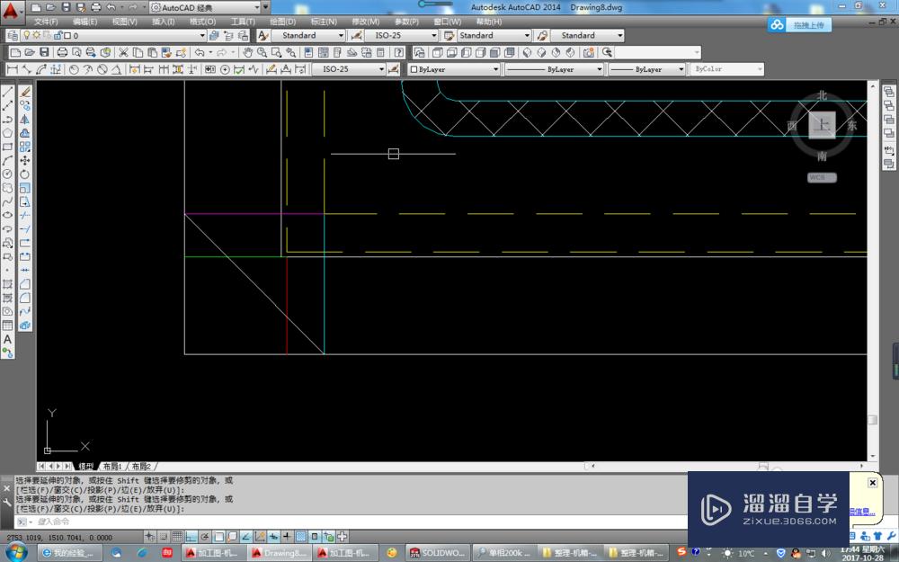 CAD，钣金里一个门板的展开八字角的画法