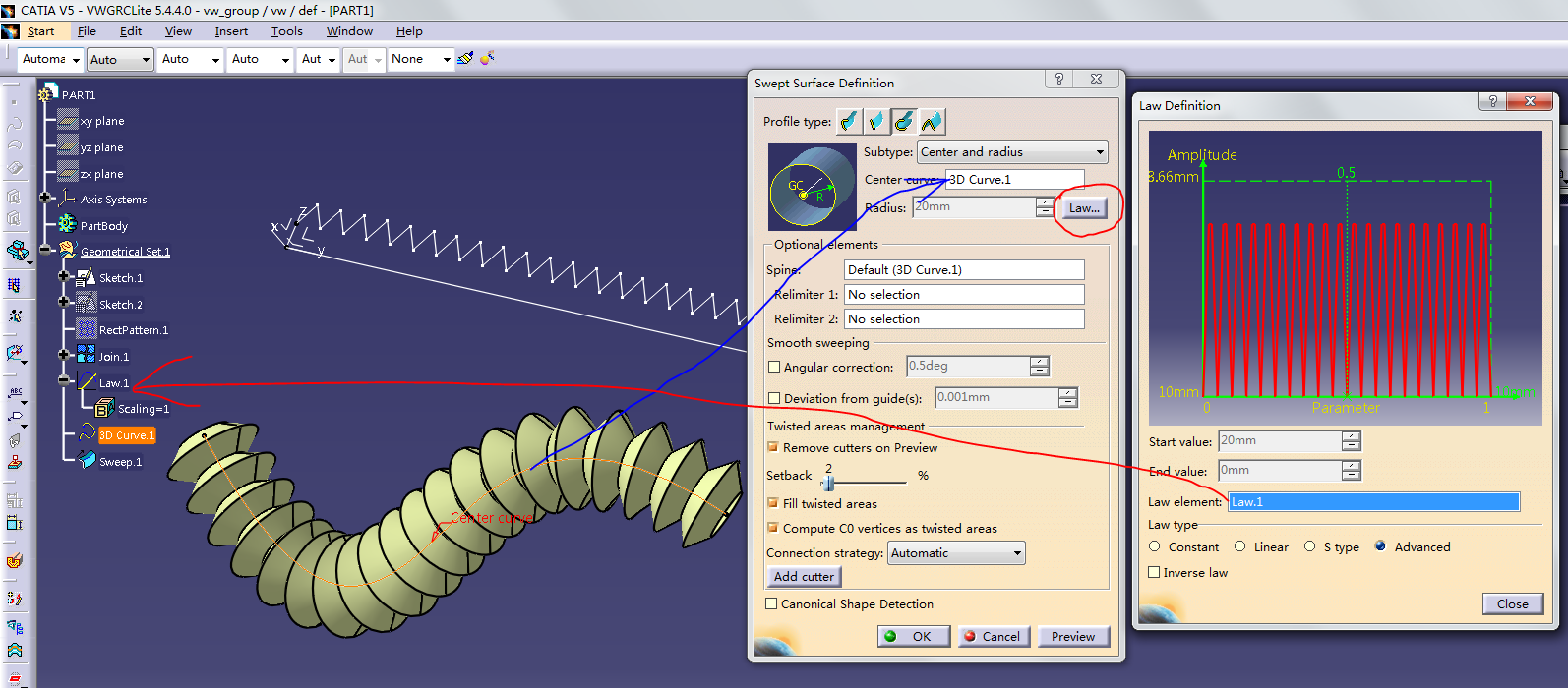 catia特定尺寸的弯曲波纹管怎么画?相关公式代表什么意思?必重赏!
