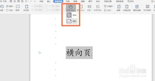 WPS中如何将其中一页设置为横向？