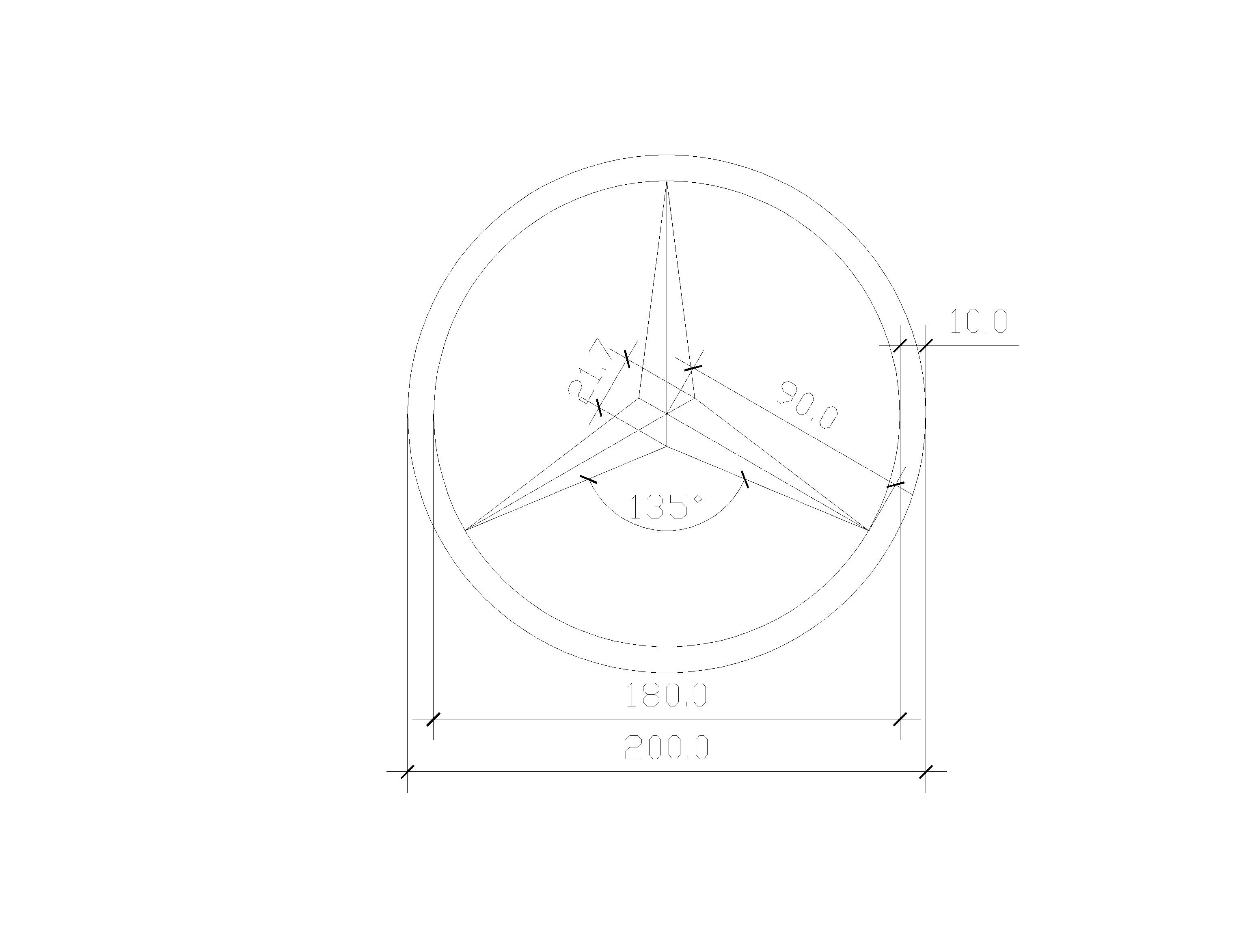 我需要一张奔驰标志的图纸要求有各种尺寸谢谢