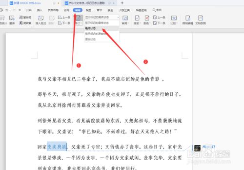 Word怎么去掉标记区域？