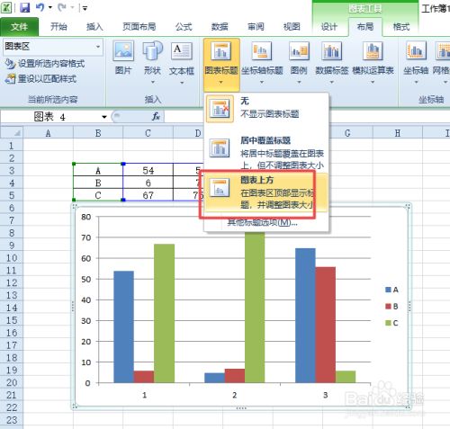 Excel图表标题怎么弄到上方？