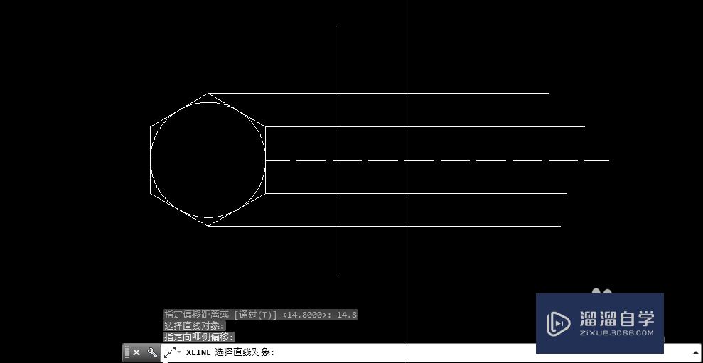 AutoCAD2013六角螺母：[2]侧视图