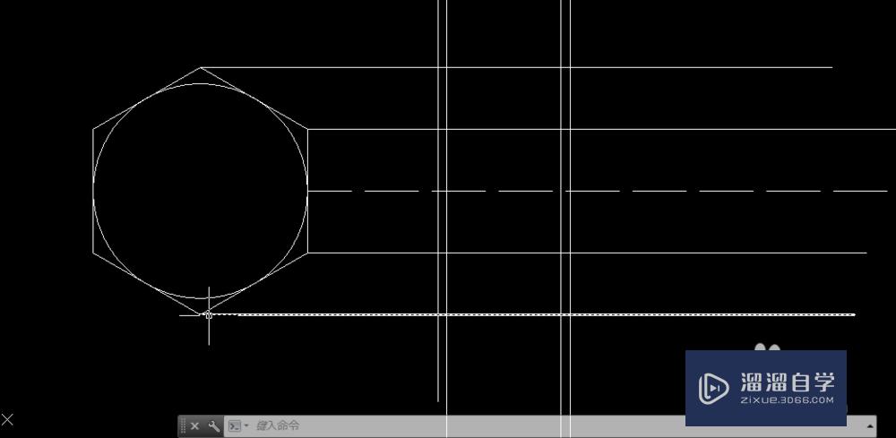 AutoCAD2013六角螺母：[2]侧视图