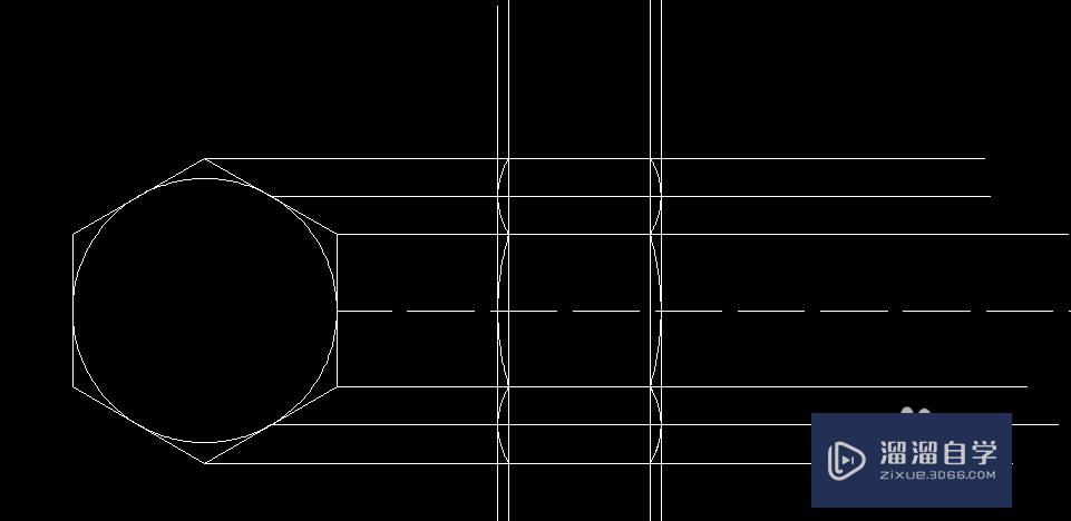 AutoCAD2013六角螺母：[2]侧视图