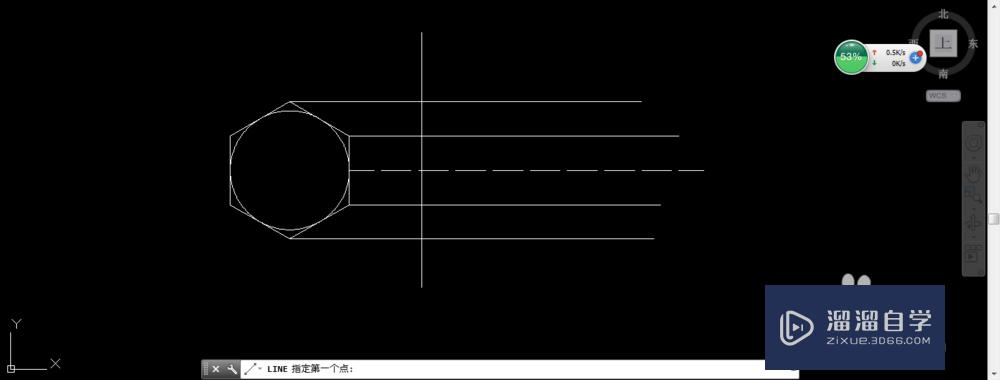 AutoCAD2013六角螺母：[2]侧视图