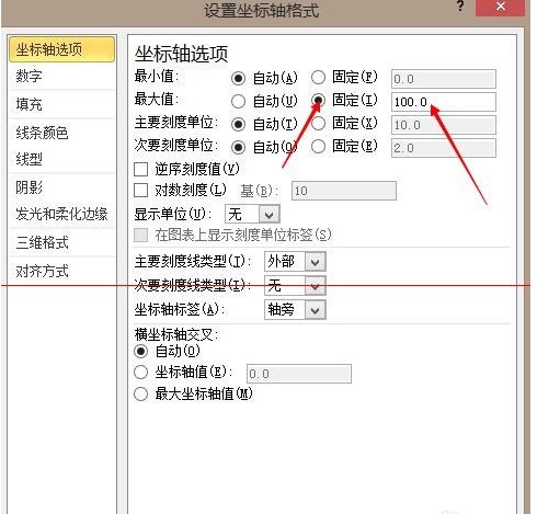 【急】如何修改Excel图表数轴上的数字范围？