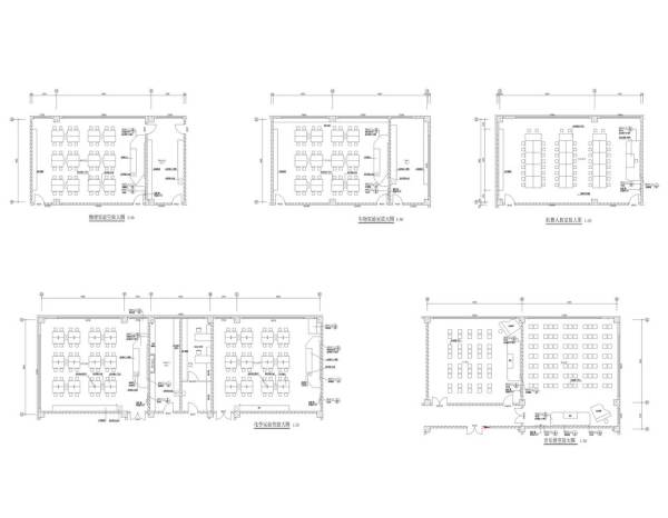 求！中学建筑 不同教室内部摆设的 CAD图。