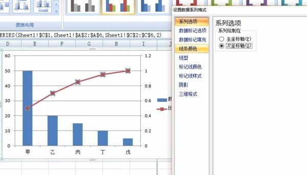 如何使用Excel2007制作柏拉图？