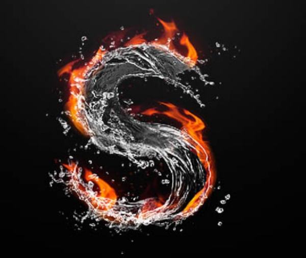PS怎么制作水火个性一体字？