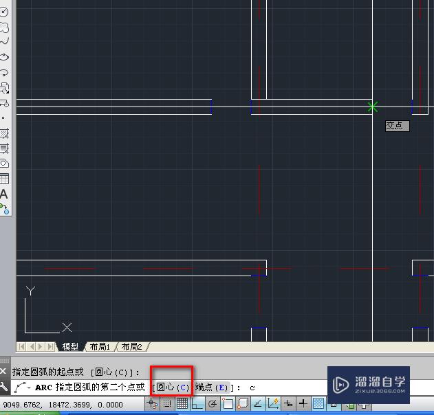 CAD使用圆弧工具绘制门图示