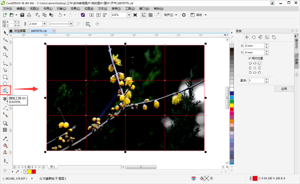CorelDraw12怎么把新建文件分成12等份？