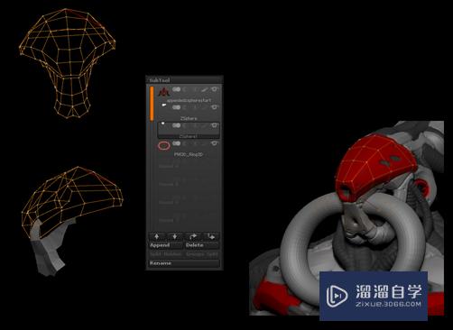 ZBrush使用附加的zspheres重新拓扑模型结构