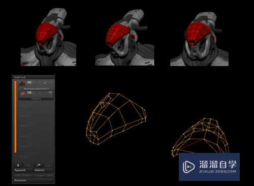 ZBrush使用附加的zspheres重新拓扑模型结构