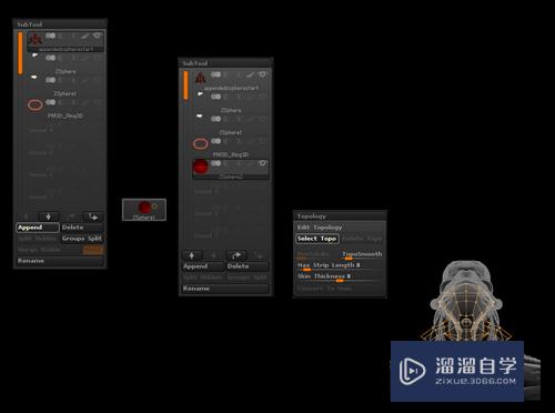 ZBrush使用附加的zspheres重新拓扑模型结构