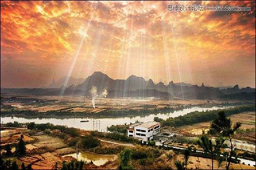 PS怎么制作云层光线效果？