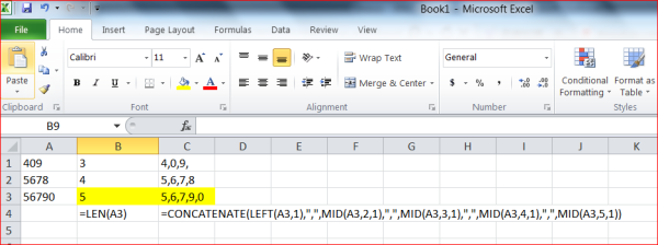 在Excel中如何给每个数字加逗号？