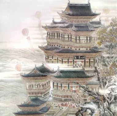 工笔画国画风格建筑效果图,是怎么制作的?