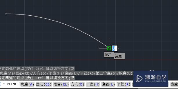 如何用CAD画弯曲箭头？