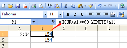 Excel中怎么把时间换算成分钟？