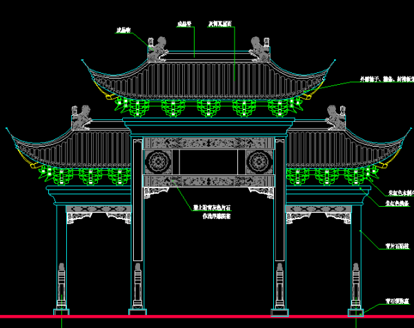 cad古建築立面圖教程