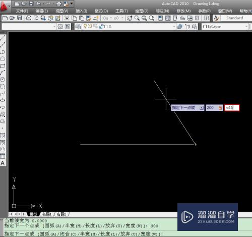 CAD如何用pl线画任意角？