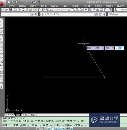 CAD如何用pl线画任意角？