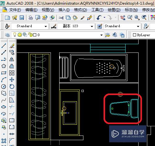 CAD 2008自学教程：[35]CAD怎么画卫生间？