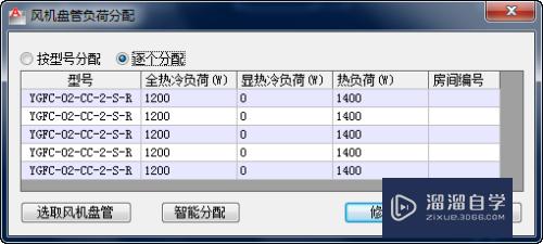 CAD智能水路风机盘管设置负荷分配和编辑数据