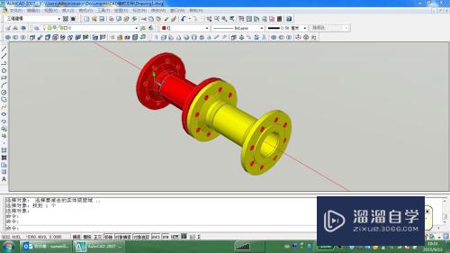 Auto CAD 3D实体建模实例(给法兰穿螺栓)