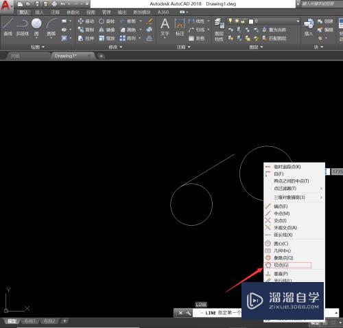 CAD怎么对两切点位置画切线(cad两点相切)